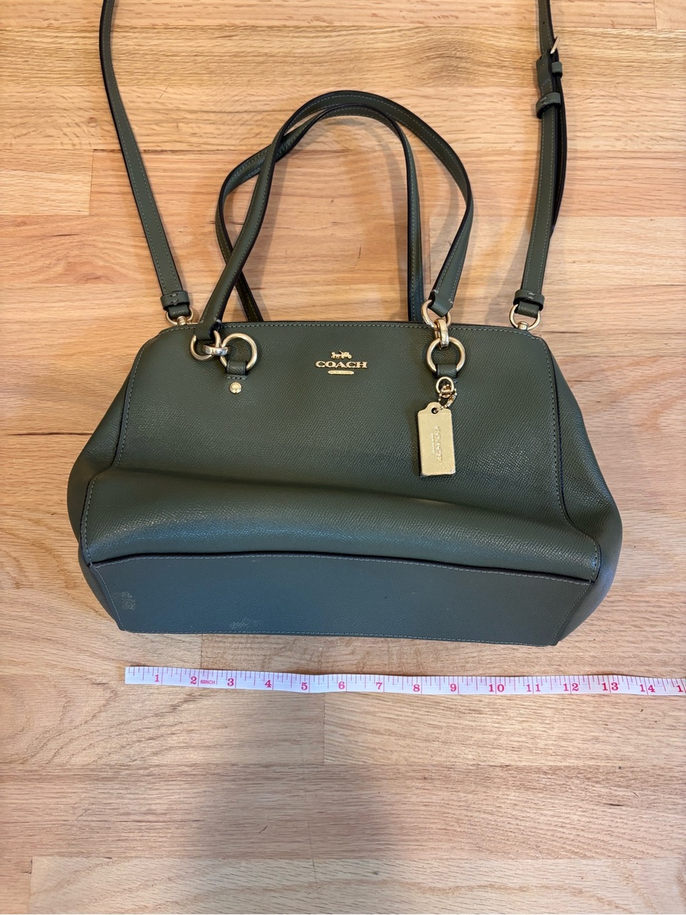 Coach Etta Carryall handbag in olive green color - Picture 6 of 12